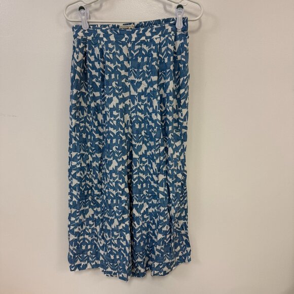 Fatface White & Blue Geometric Print Cropped Capri Wide Leg Palazzo Pants - Picture 1 of 7